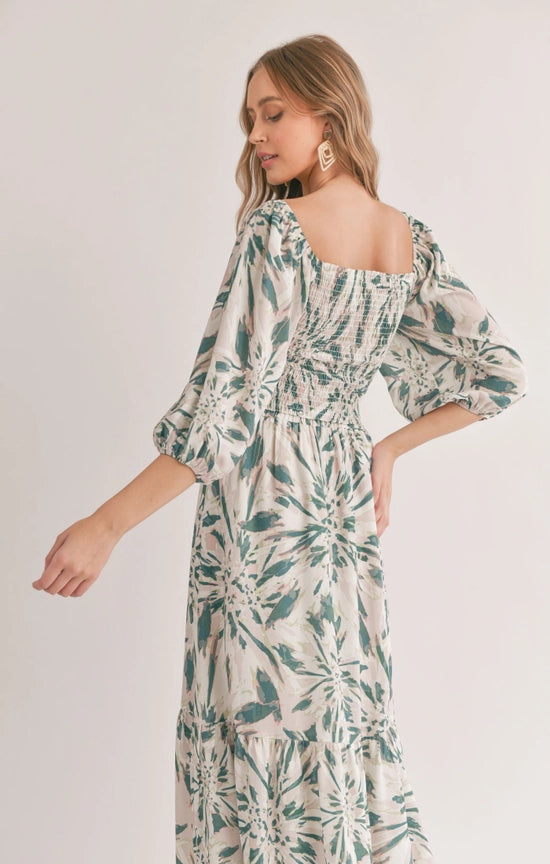 Moon and Back Smocked Square Neck Top