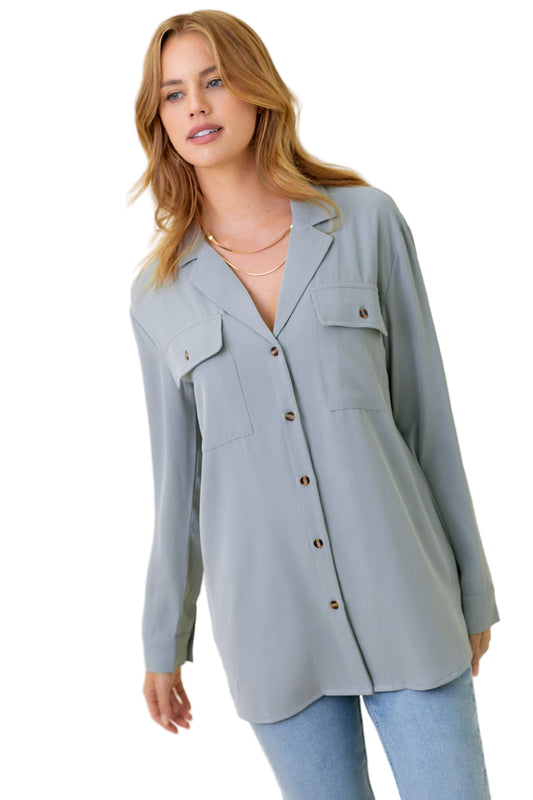 Mystree Collared Button Down Shirt