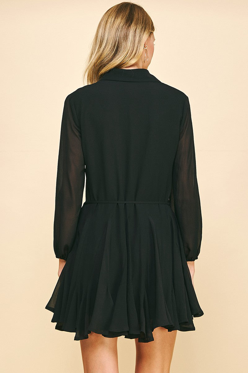 Pinch Collared Button Down Mini Dress