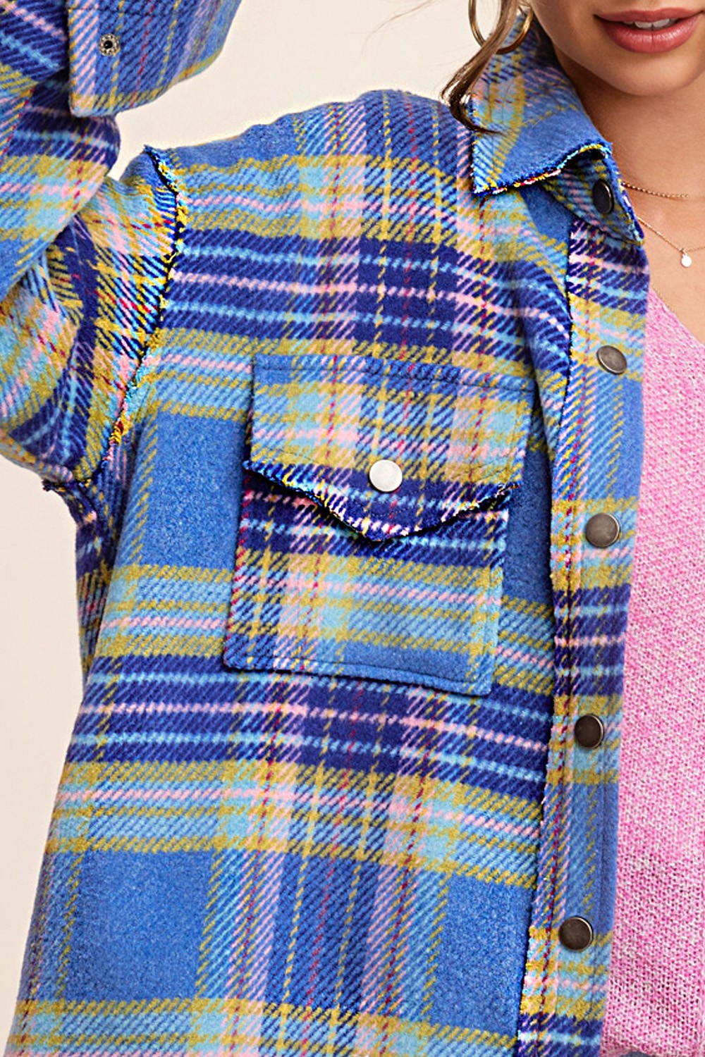 LaMiel Loose Fit Faw Edge Shacket