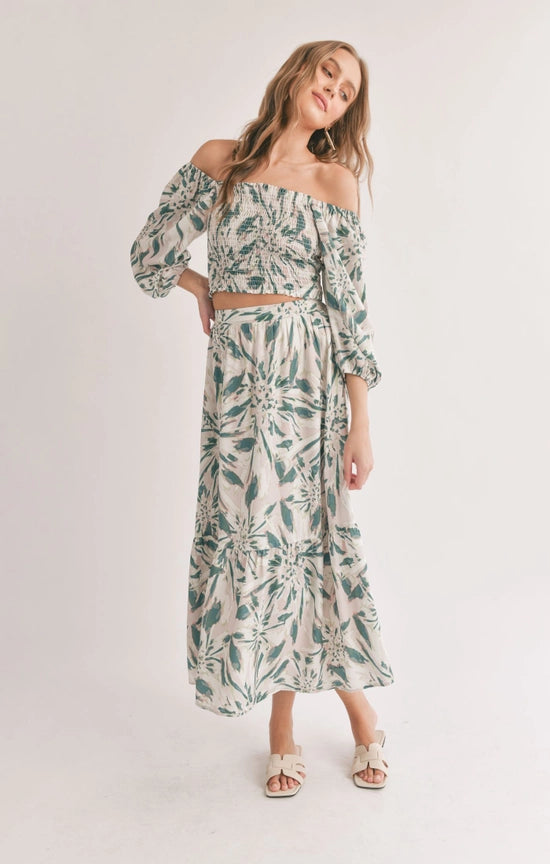 Moon and Back Smocked Square Neck Top