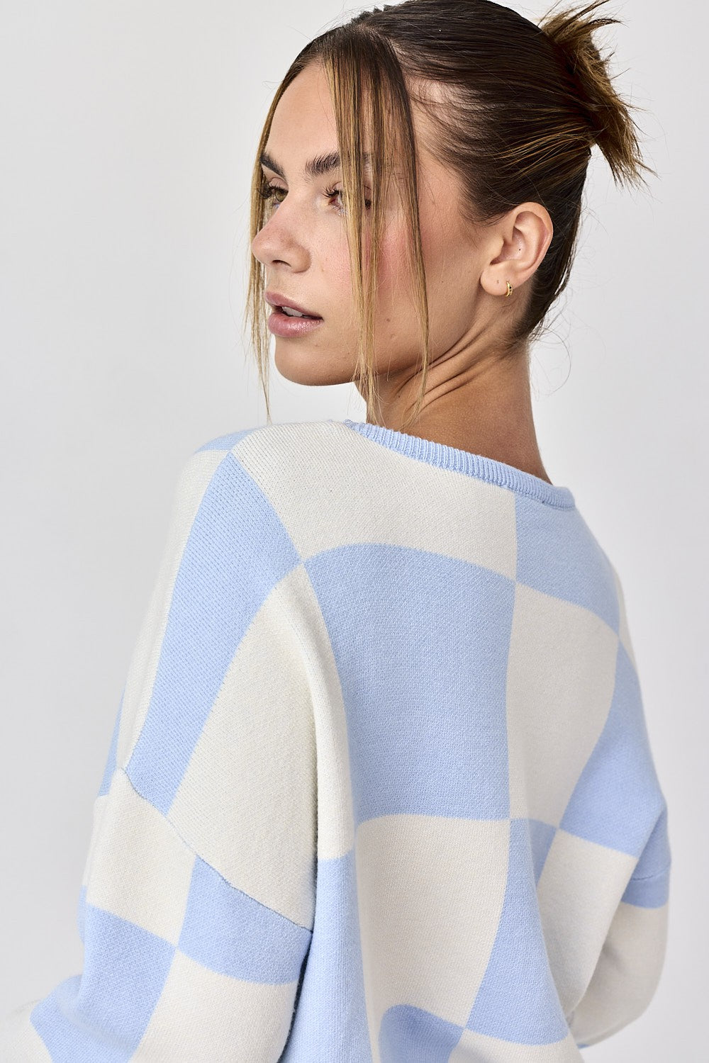 Sarah Checkered Long Sleeve Sweater