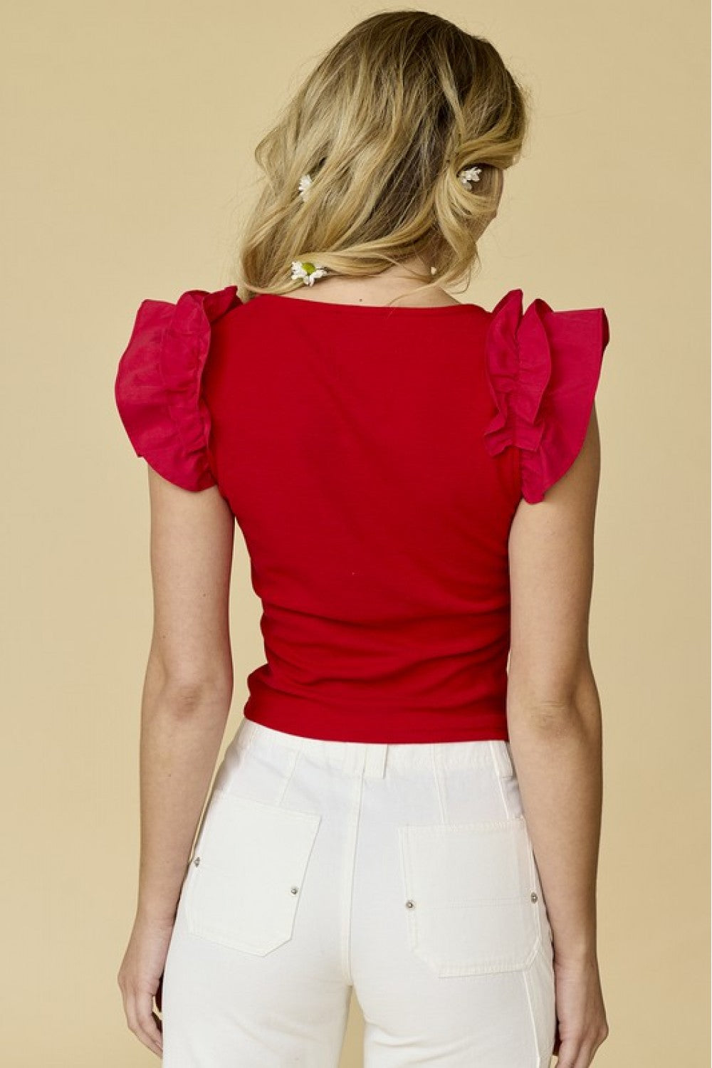 Sophia Ruffle RIb Knit Top