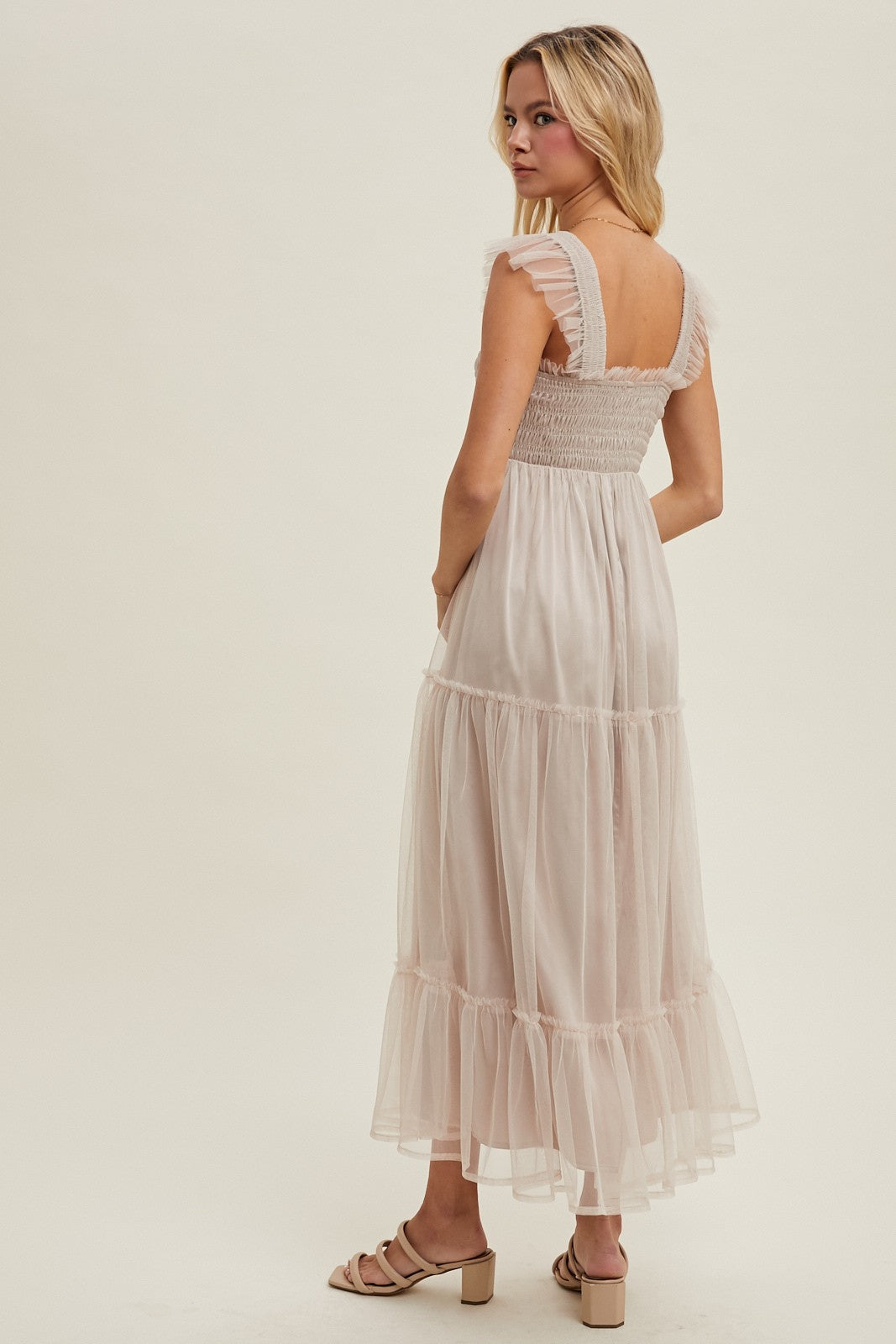 Wishlist Organza Tiered Midi Dress