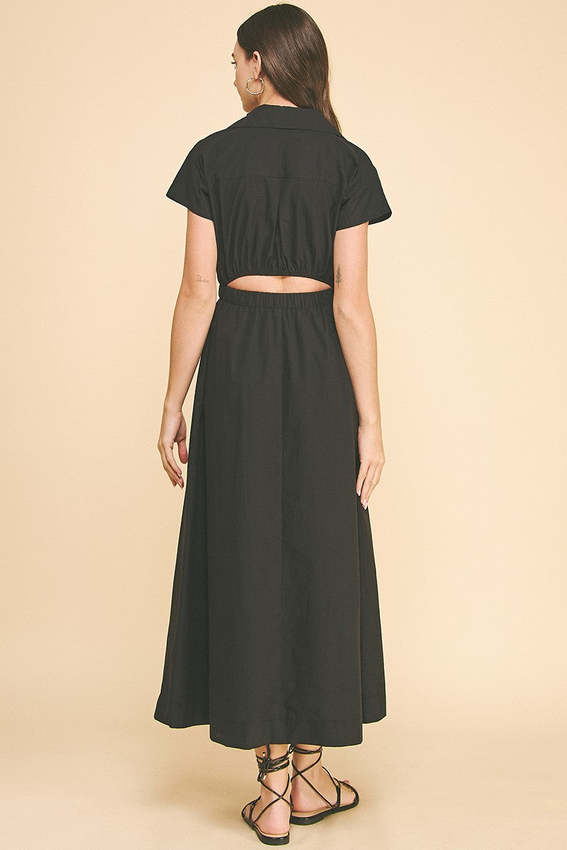 Pinch Midi Dress with Open Back
