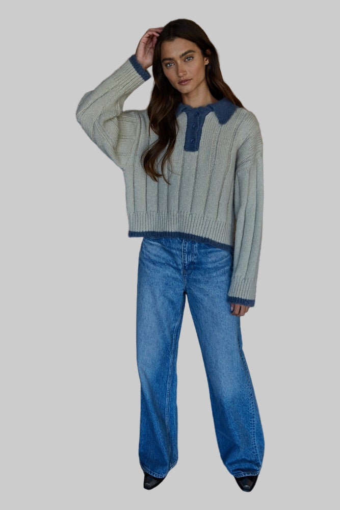 By Together Collared Knit Sweater Pullover