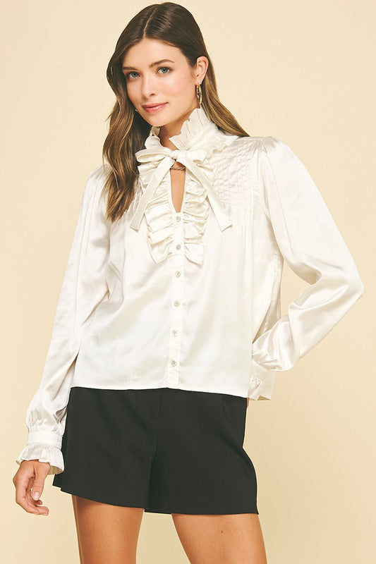 Pinch Silky Ruffled Button Down Shirt