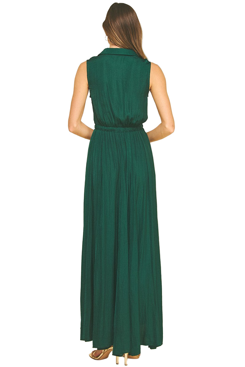 Pinch Solid Button Down Maxi Dress