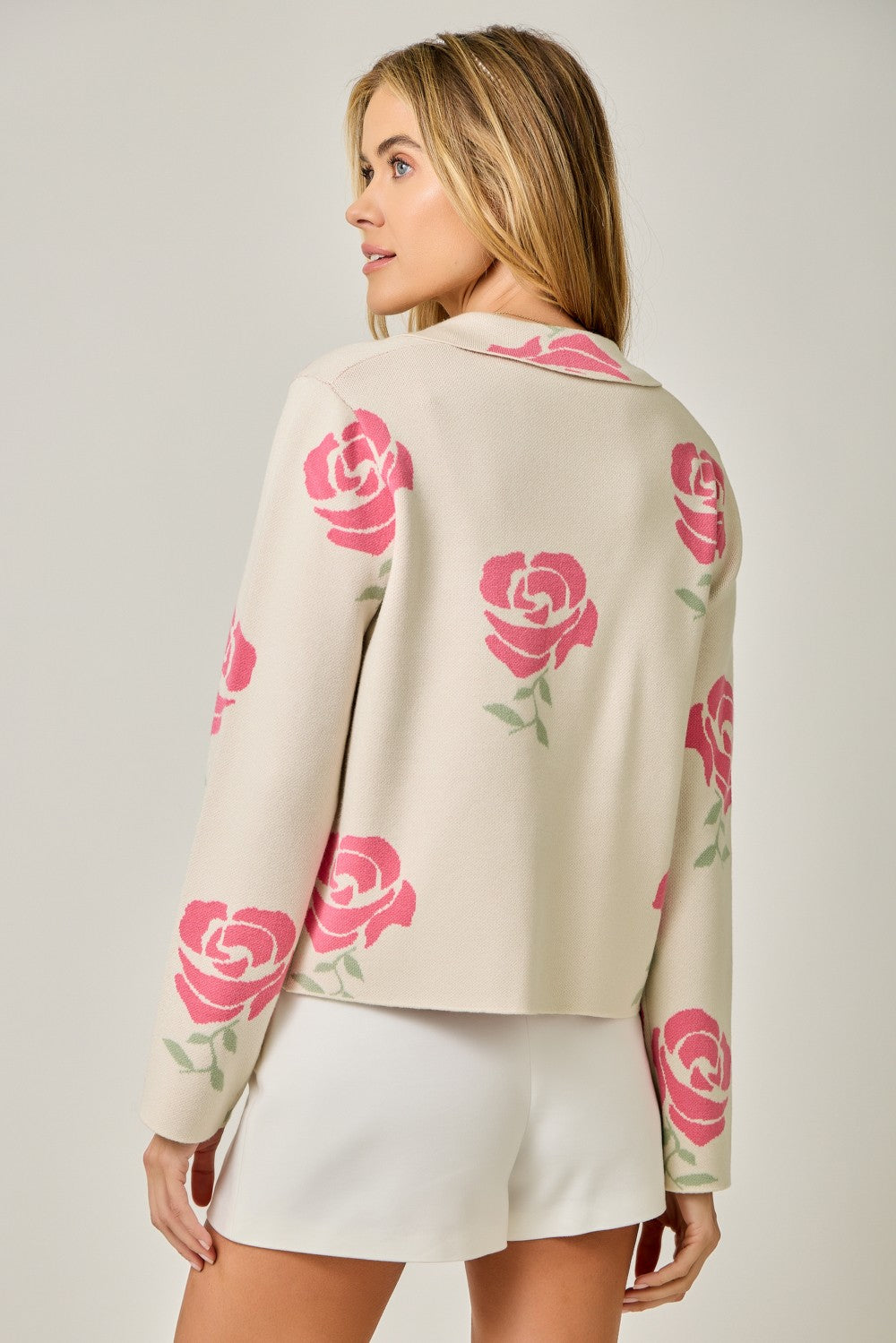 Mystree Flower Pattern Sweater Jacket