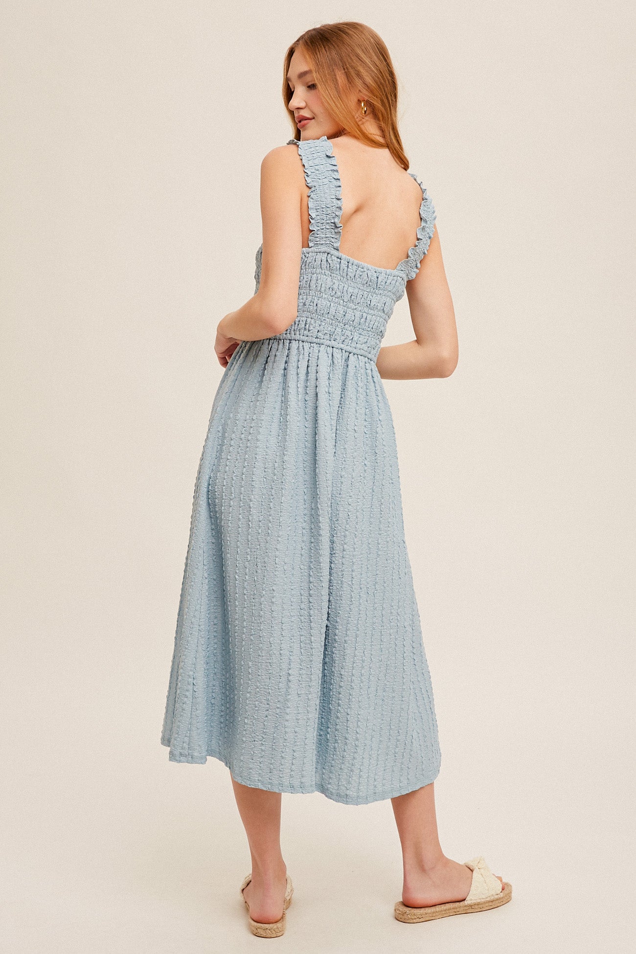 Hem&Thread Smocked Bodice Midi Dress