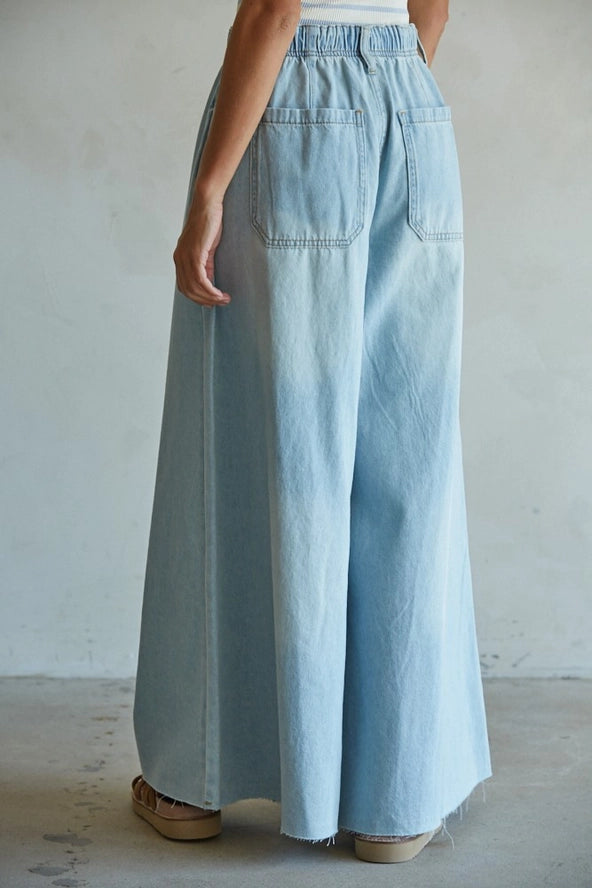 By Together Denim Drawstring Wide Leg Pants