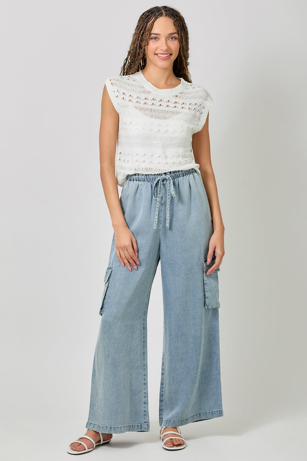 Mystree Tencel Wide Leg Cargo Pants