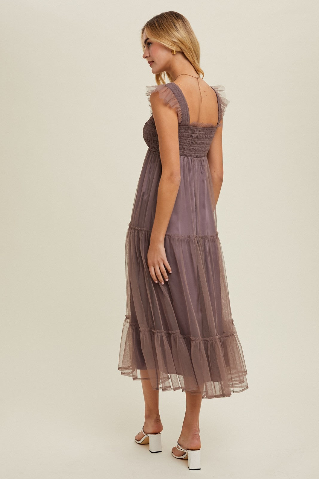Wishlist Organza Tiered Midi Dress