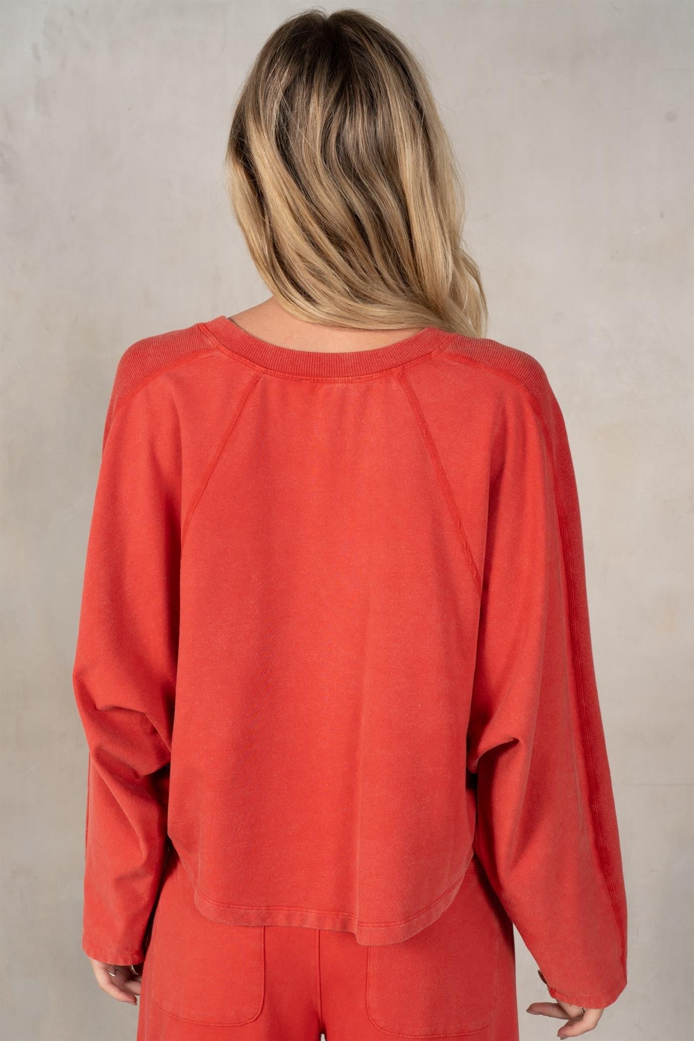 Slouchy Cropped Raglan Sleeve Pullover