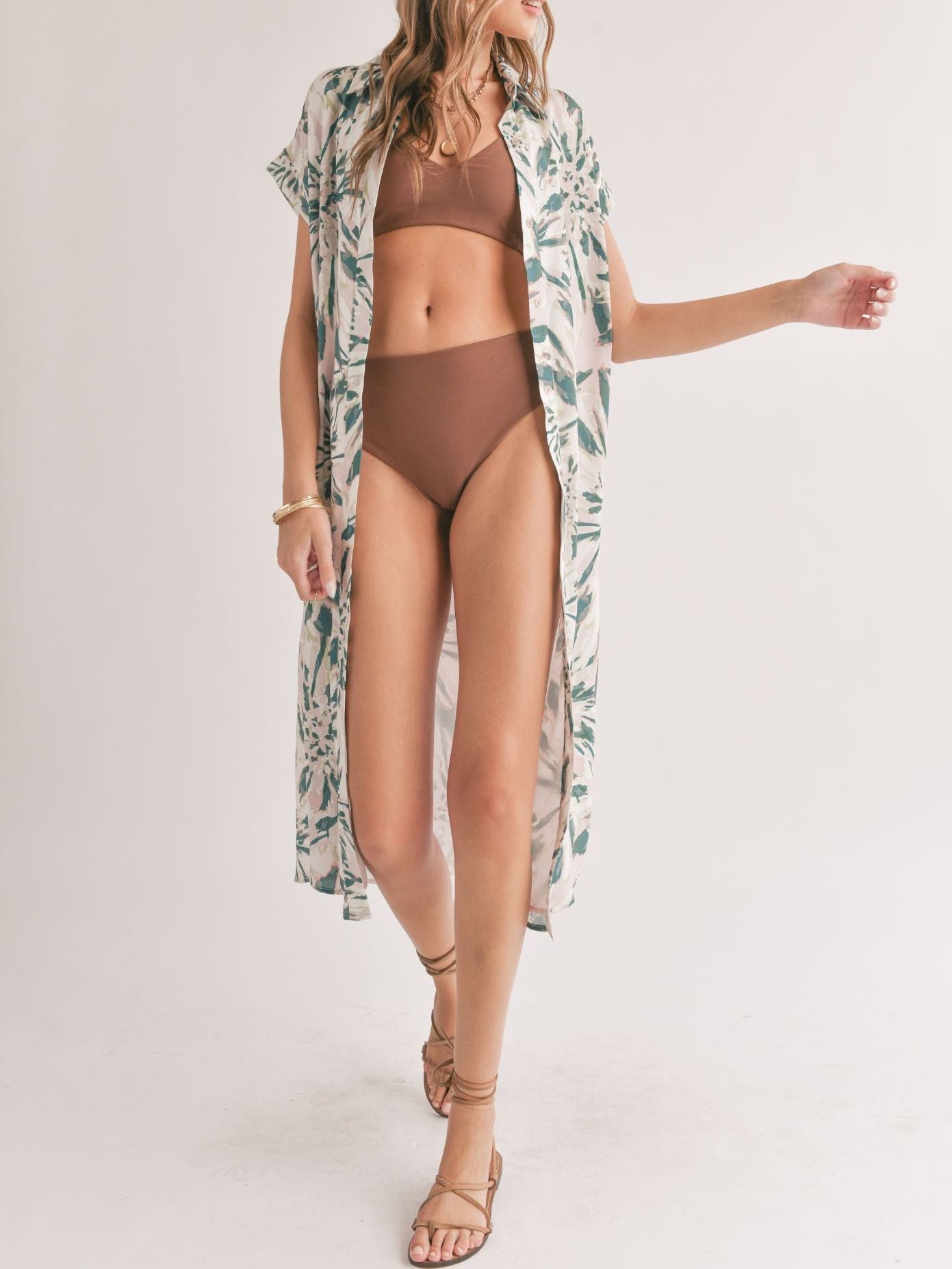 Moon and Back Button Down Maxi Shirt Dress