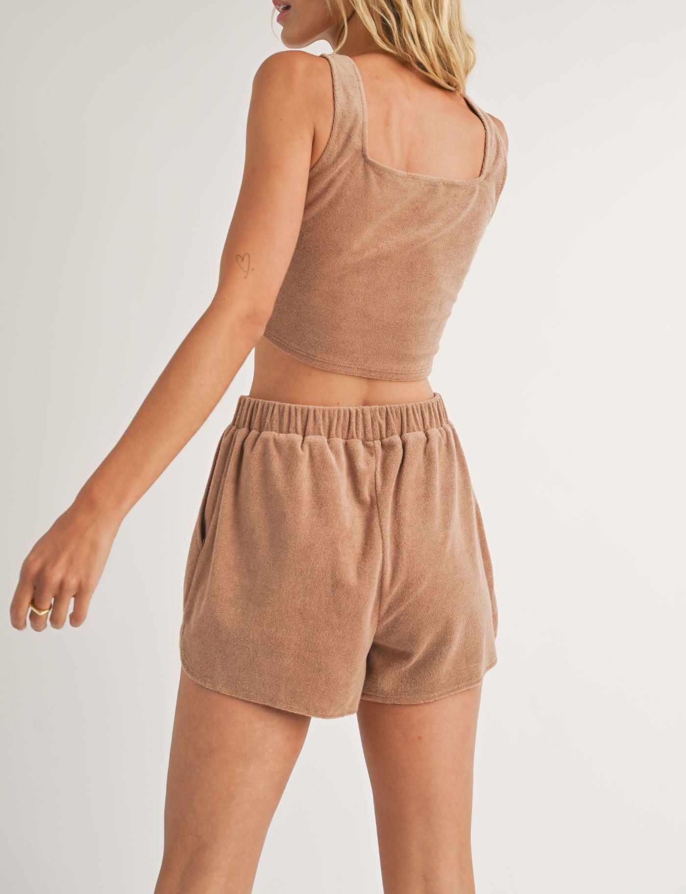 Sadie & Sage Terry Tank in Brown