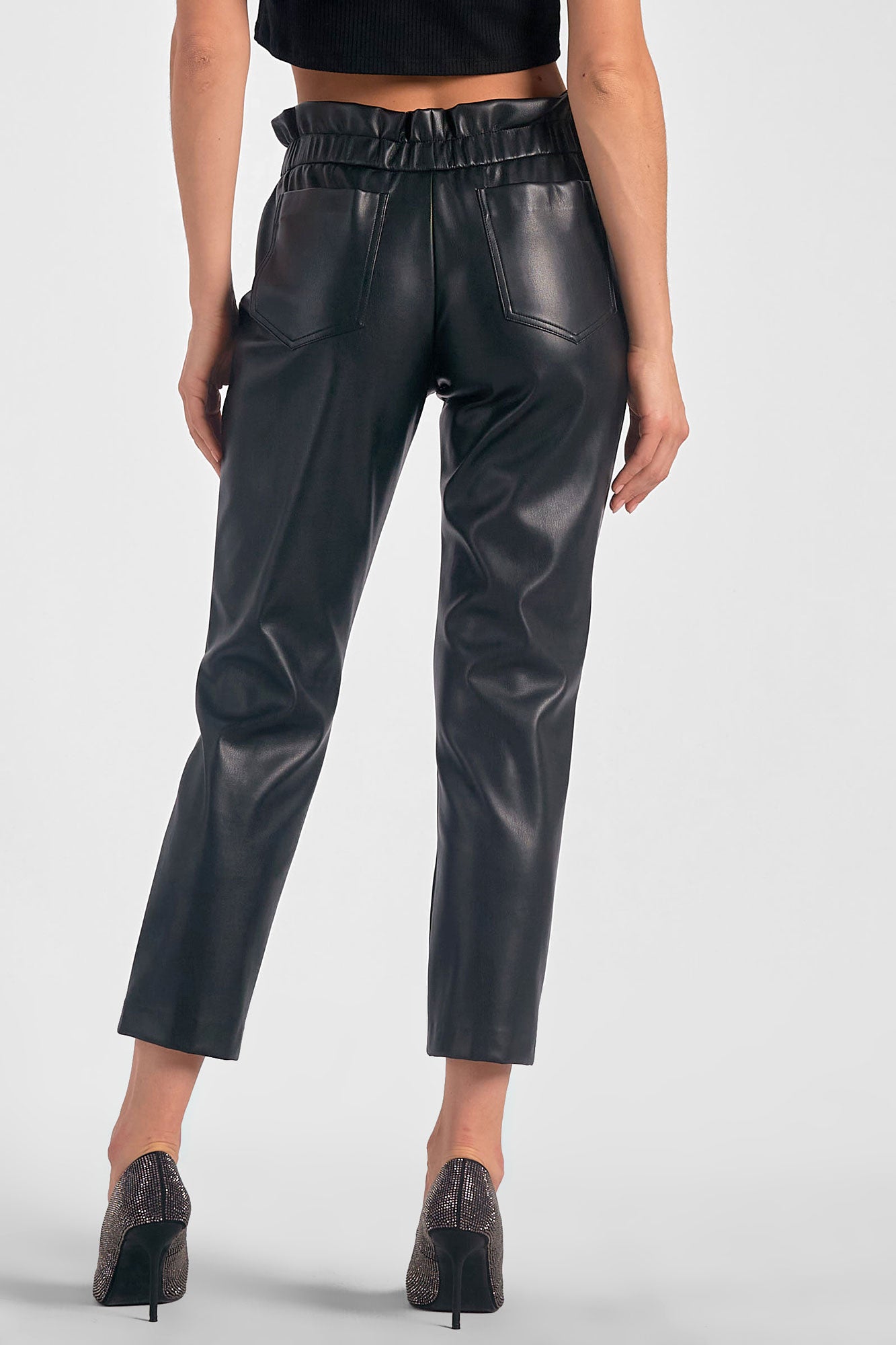 Elastic Ruffle Waistband Pants