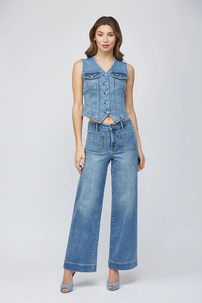 Hidden Rebel Fitted Denim Vest