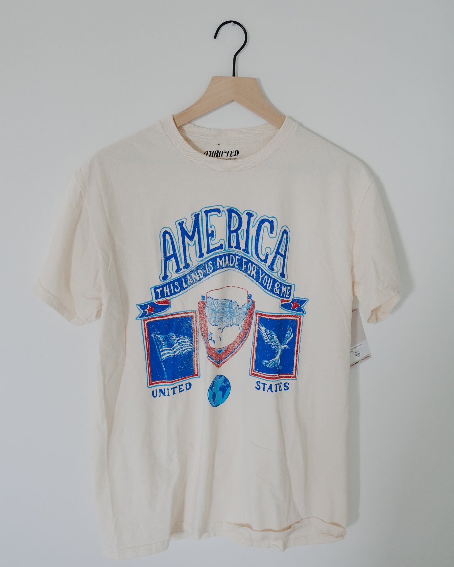 LivyLu 4th of July America Patch Off Graphic Tee