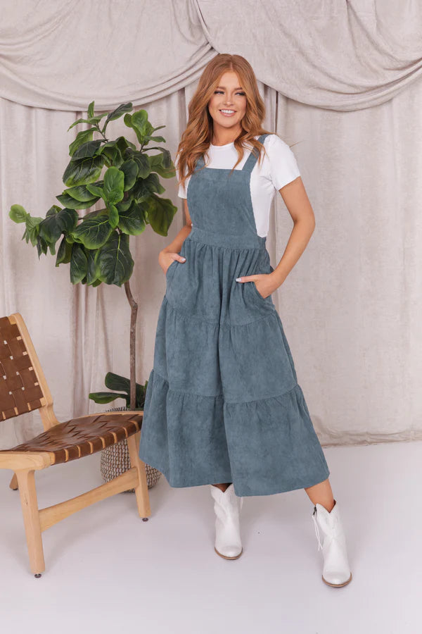 Pinafore Front Midi Dress