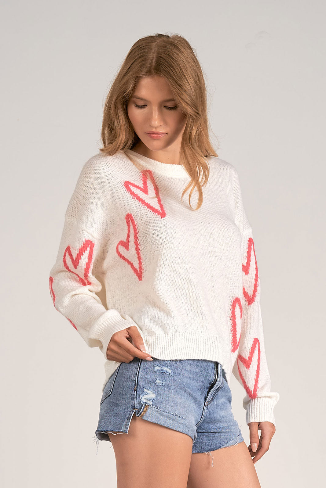 Elan Crewneck Hearts Sweater