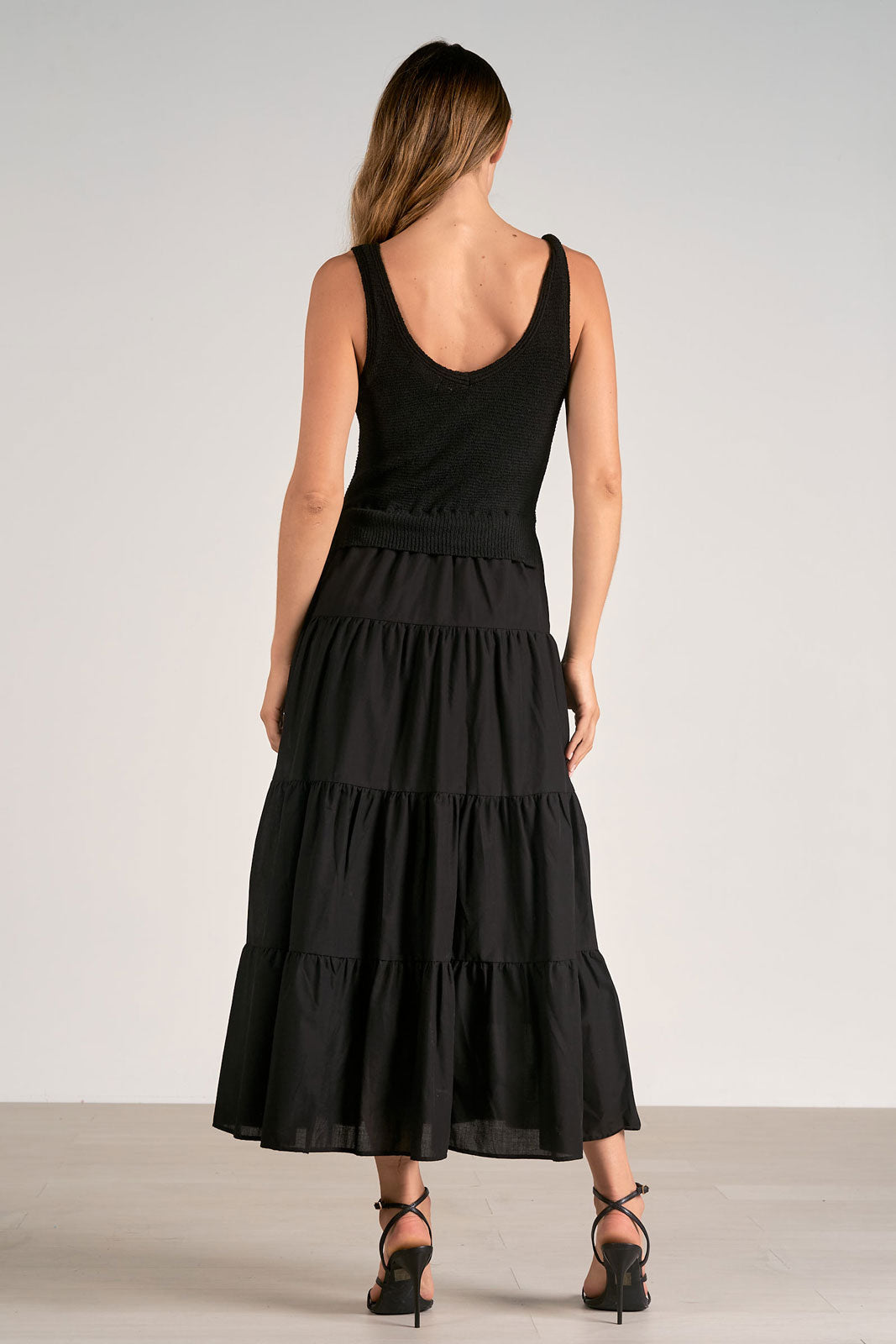 Elan Midi Woven & Knit Mix Dress