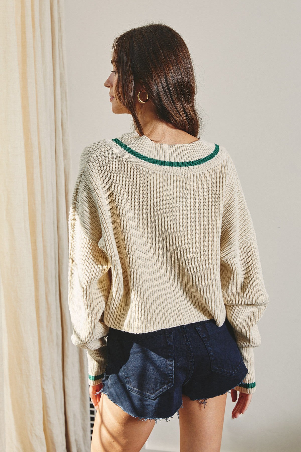 Stripe Detail Cropped Sweater