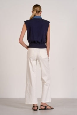 Elan Mix Media Cap Sleeve Sweater