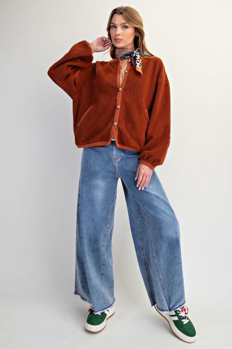 Easel Button Down Soft Washed Fleece Jacket