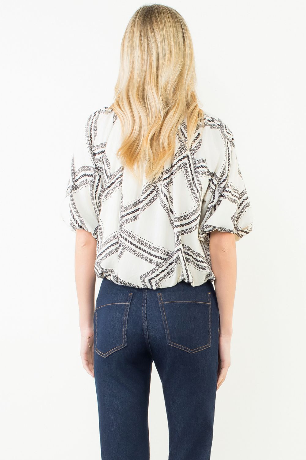 THML Short Sleeve Pattern Flowy Top