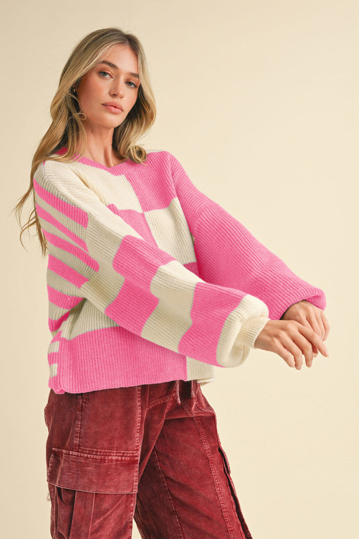 &merci Mixed Color Block Sweater