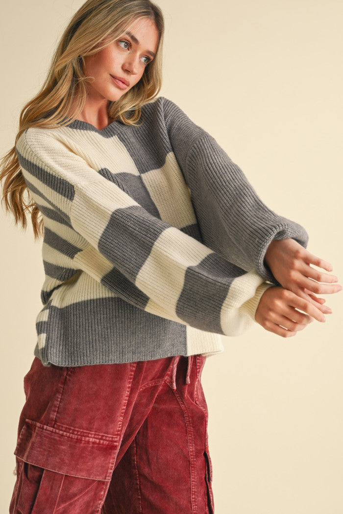 &merci Mixed Color Block Sweater
