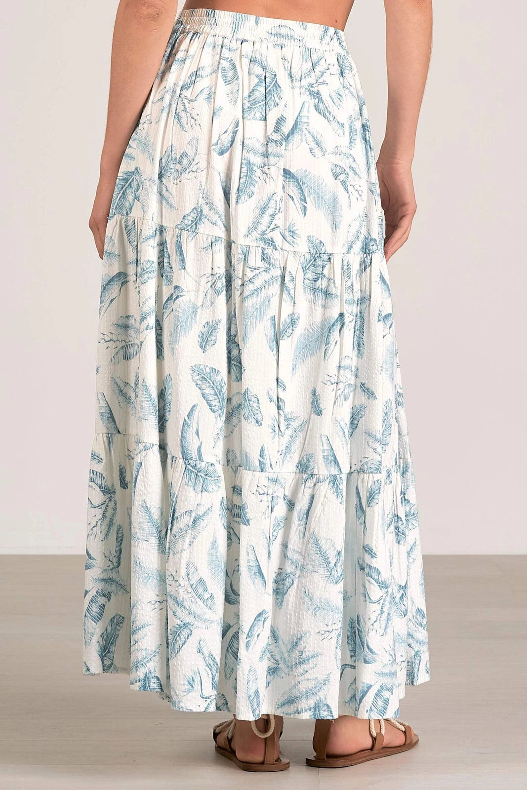 Elan Blue Lima Tiered Maxi Skirt