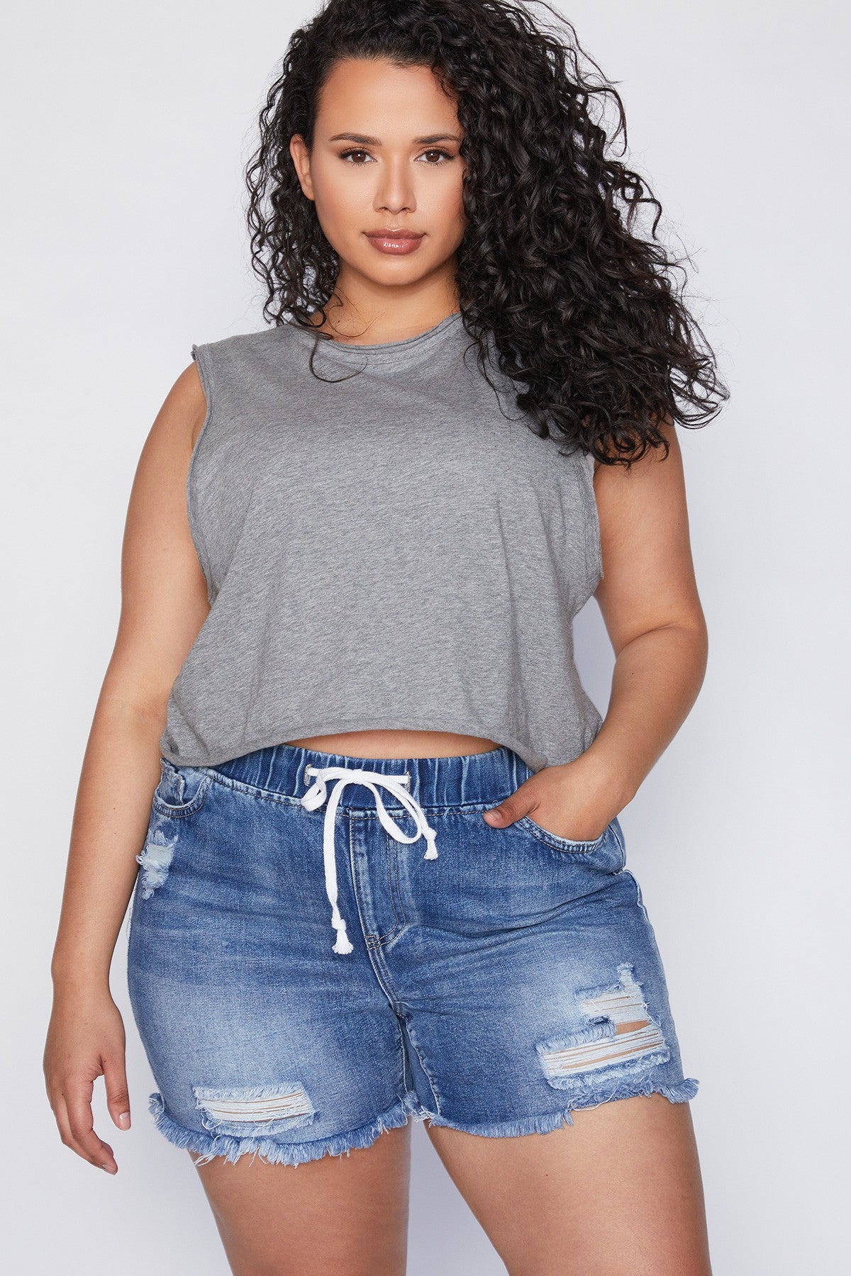 Curvy Basic Denim Shorts