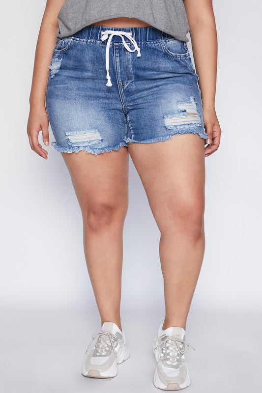 Curvy Basic Denim Shorts