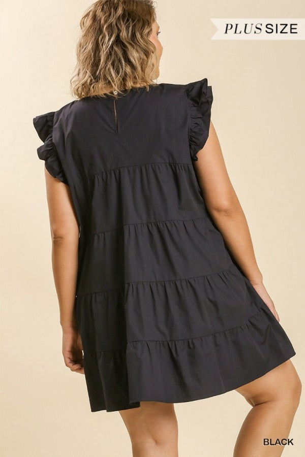 Curvy Ruffle Poplin Dress