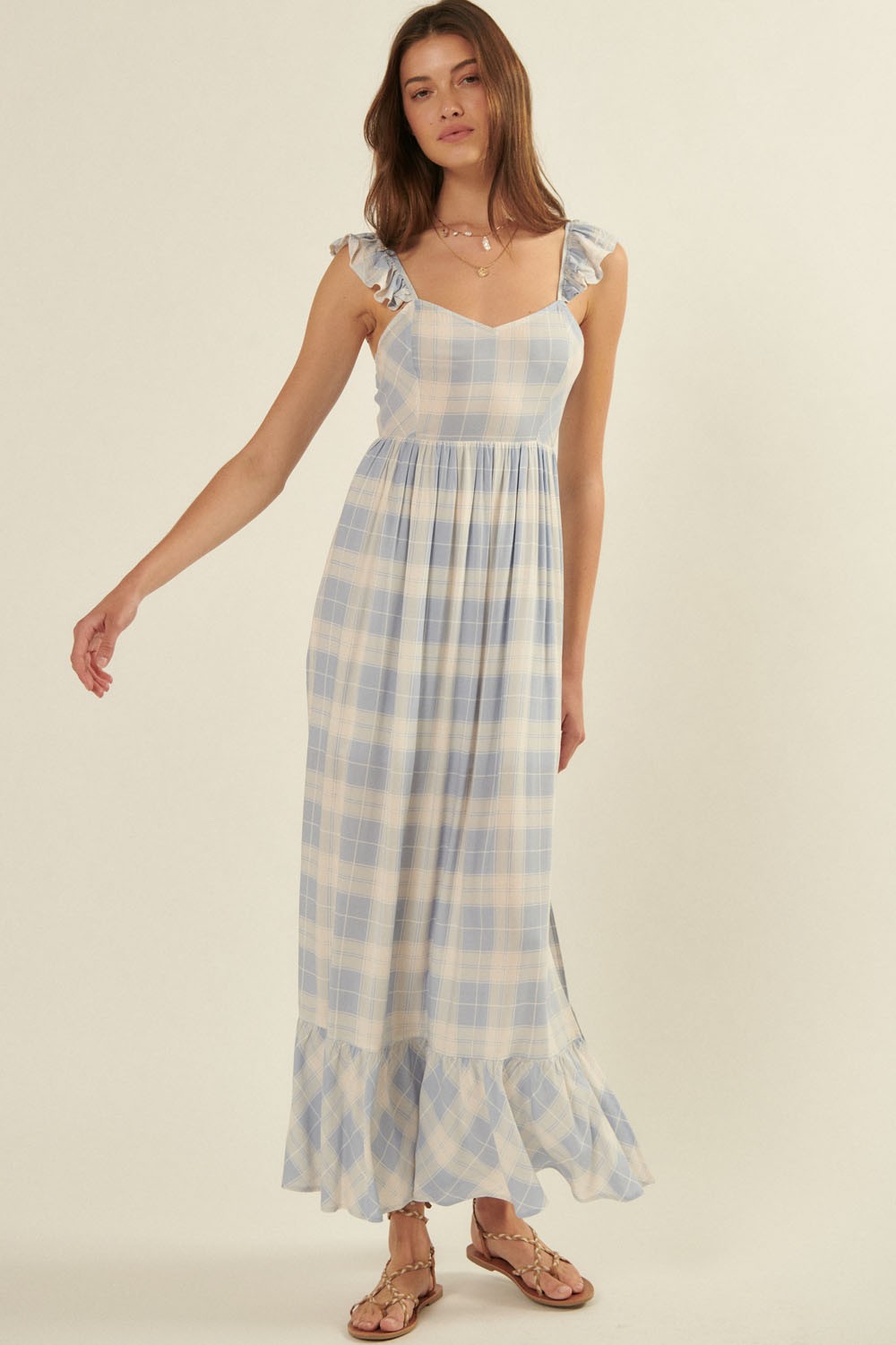 Powder Blue Plaid Sundress