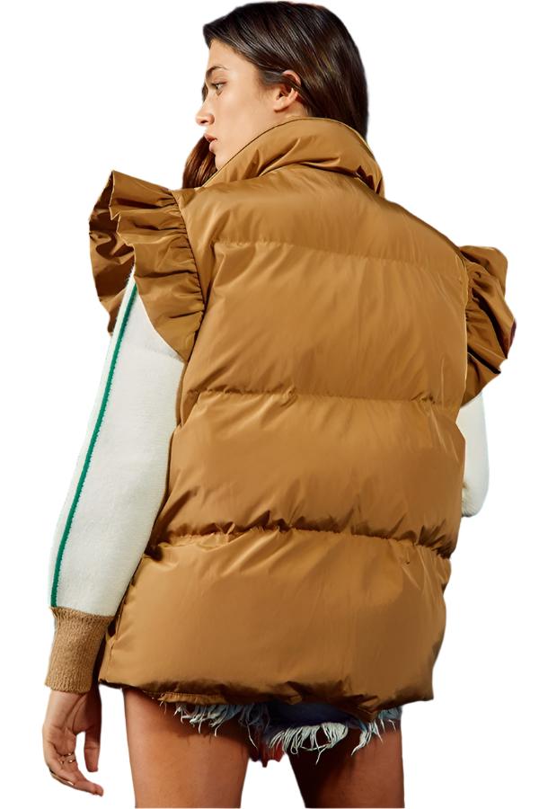 Ruffle Sleeve Down Vest