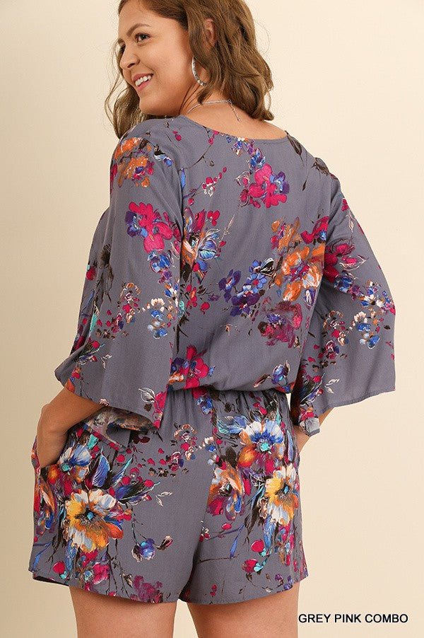 Curvy Floral Print Romper