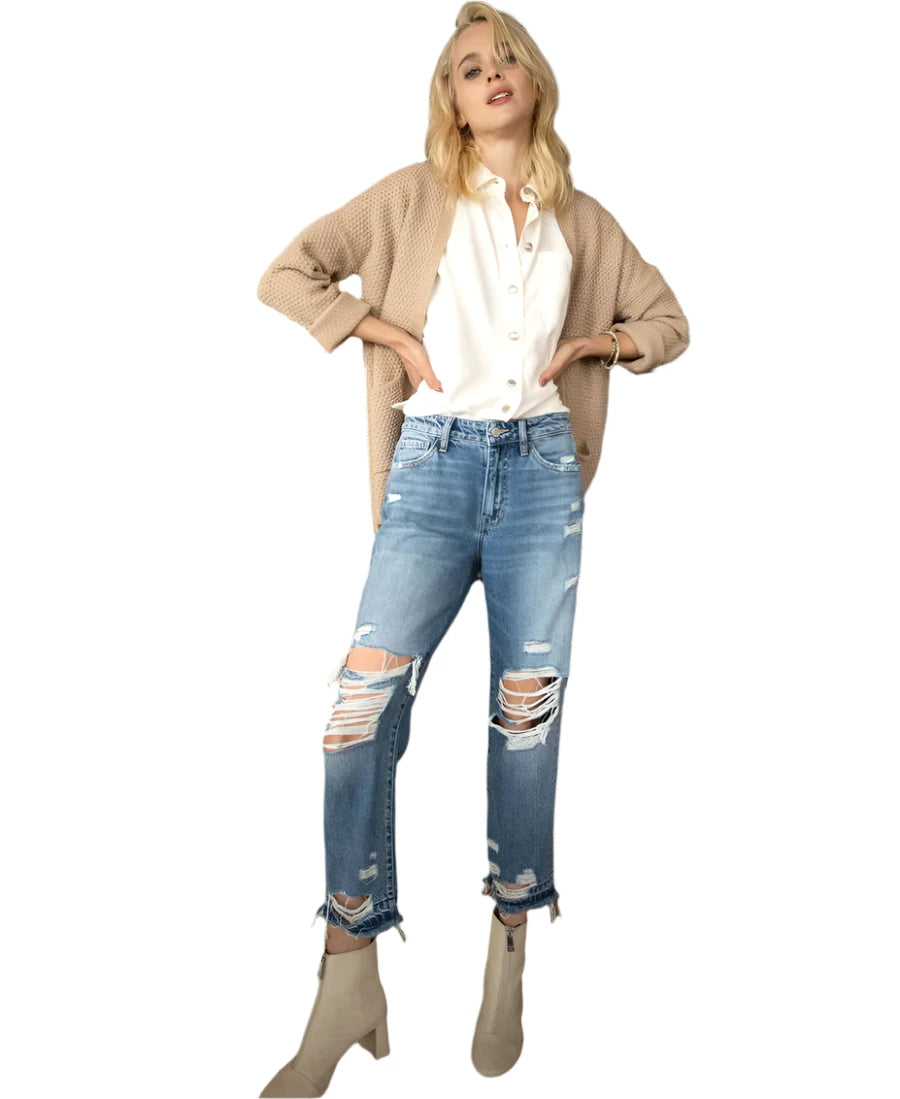 Flying Monkey Released Hem Crop Jean