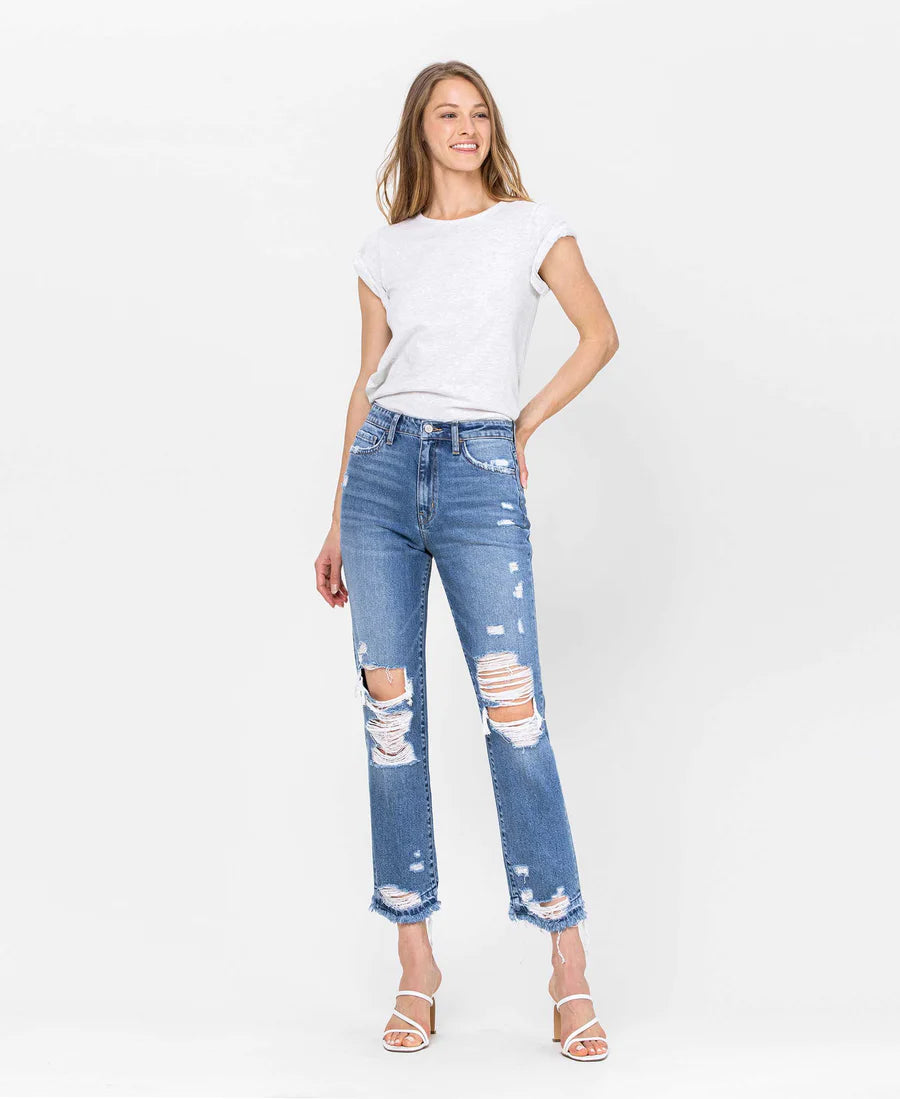 Flying Monkey Released Hem Crop Jean