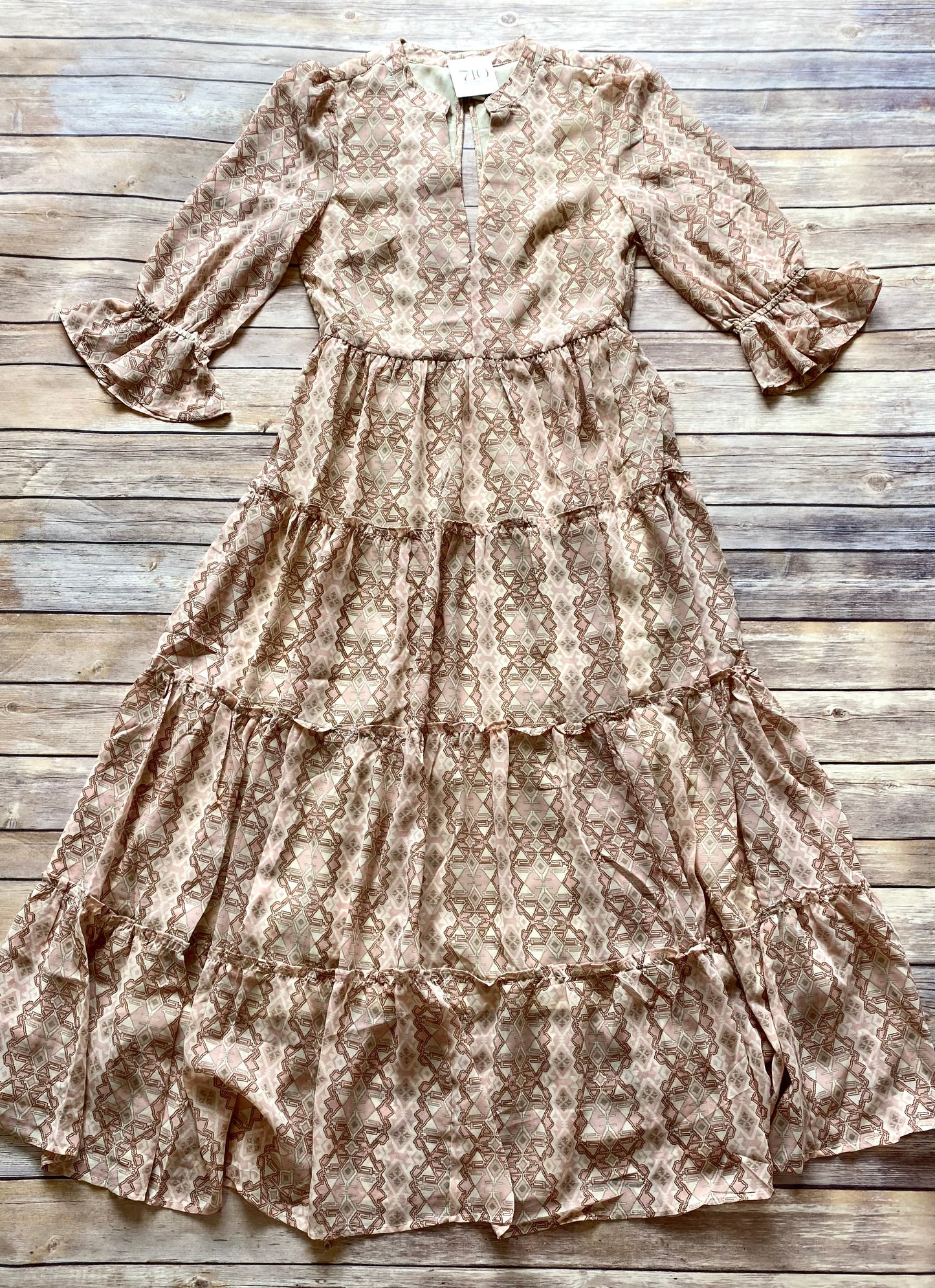 Elan Aztec Tiered Maxi Dress