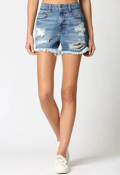 Hidden Finn High Rise Distressed Shorts