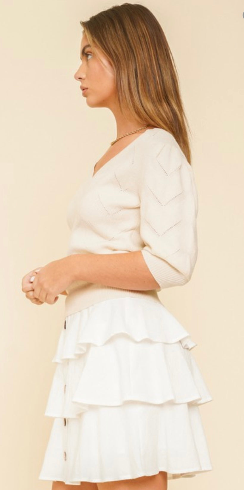 H&T V-neck Jacquard Sweater