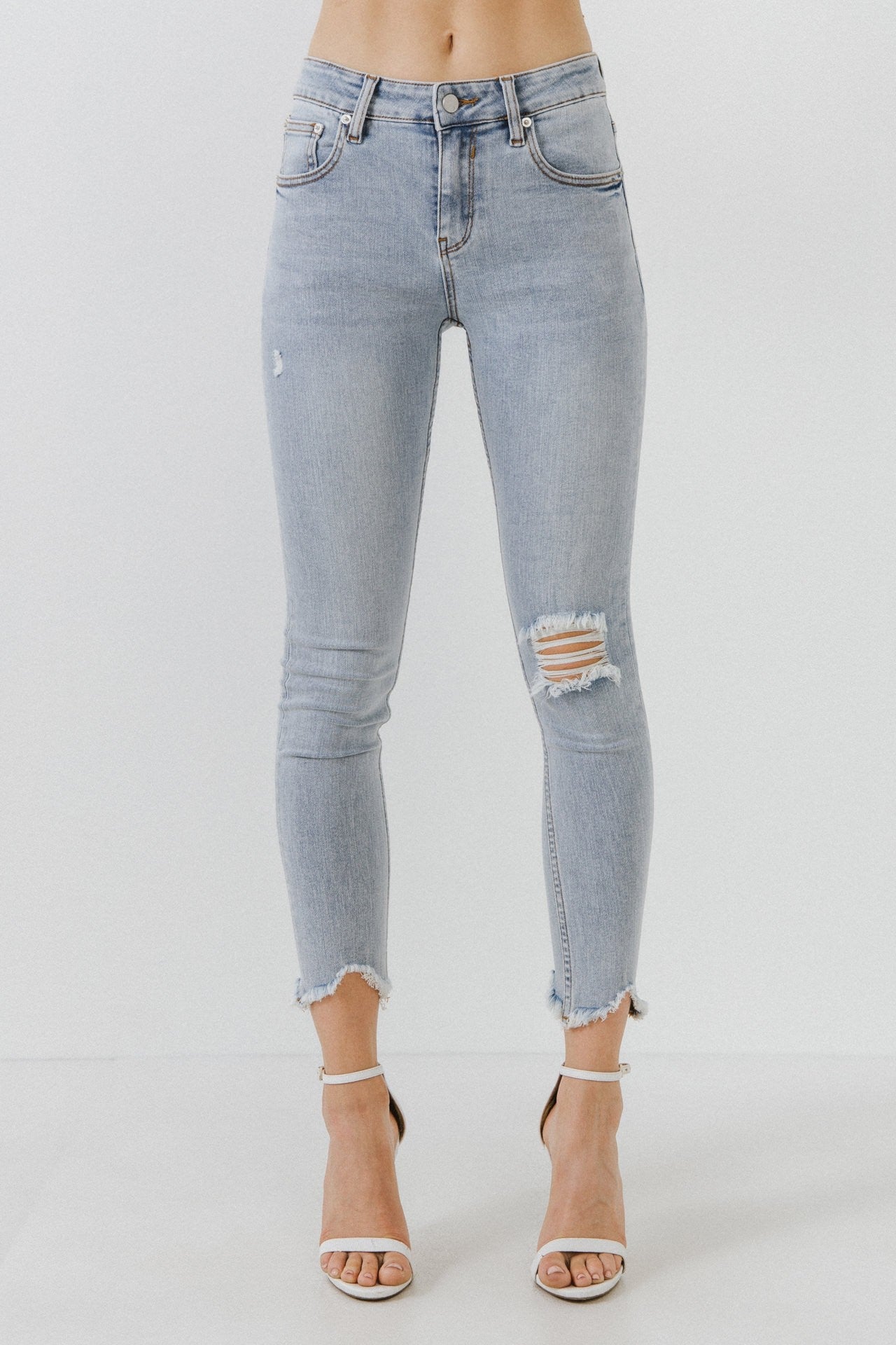 Grey Lab Destroyed Skinny Jean