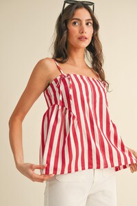 Stripe Gathered Side Detail Top