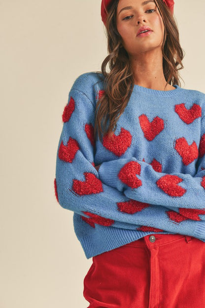 Fuzzy Heart Sweater