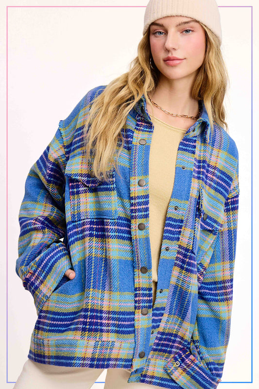 LaMiel Loose Fit Faw Edge Shacket