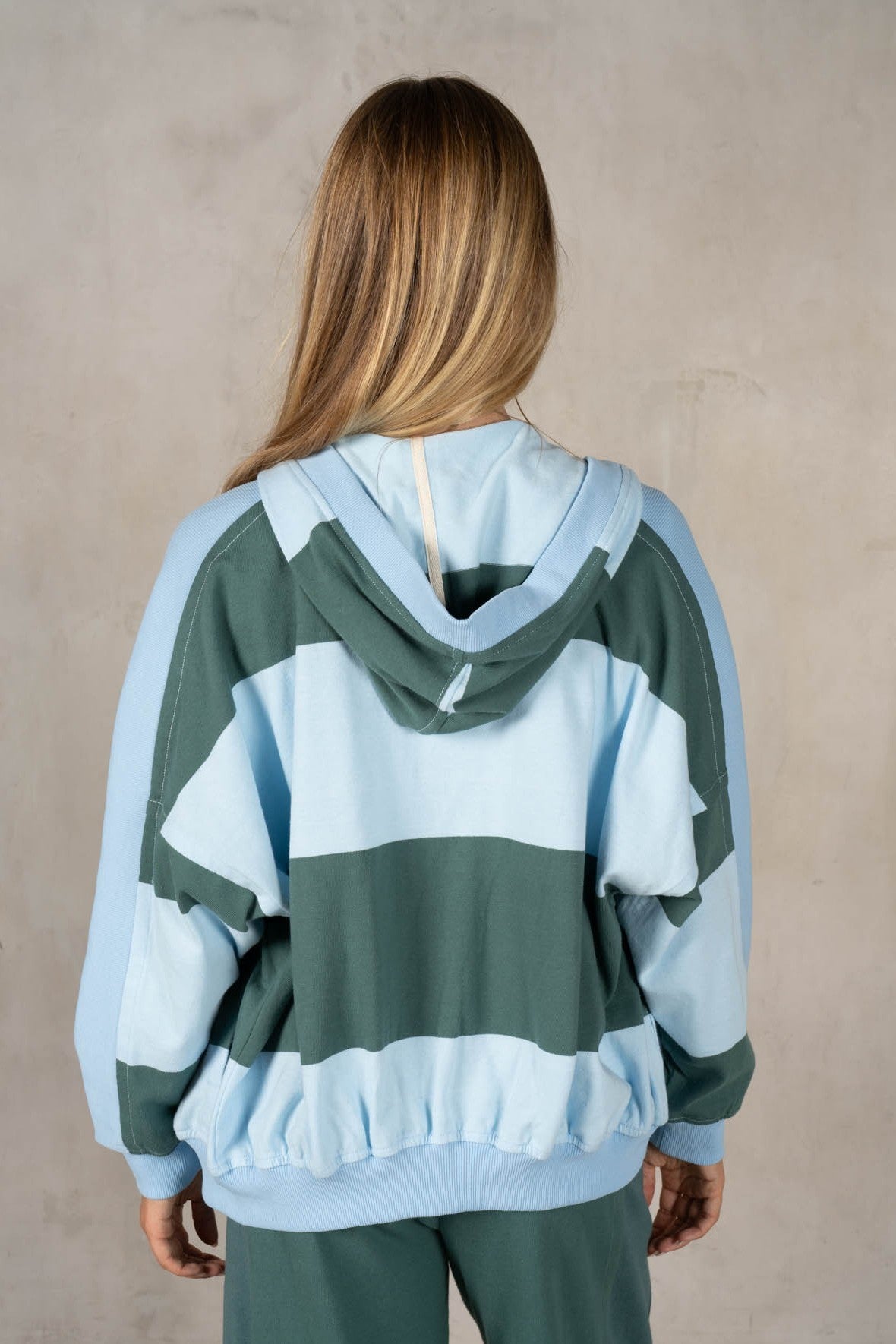 Lalamia Yarn-Dye Slouchy Ribbed Hoodie Jacket