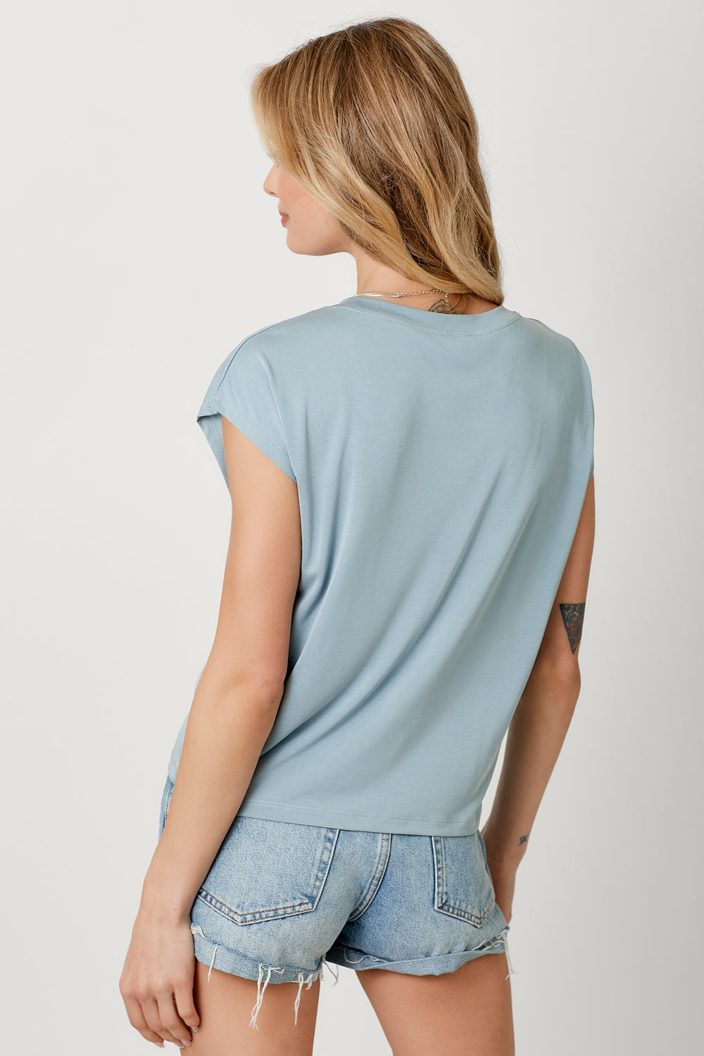 Front ruche modal top with drawstring